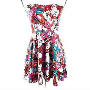 Joyce Pop Art Mini Strapless Dress